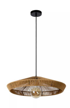 Lucide Yunkai - lampe suspendue - Ø 50 x 145 cm - rotin