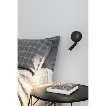 Faro Press - applique murale avec interrupteur - 10,4 x 6,5 x 21,3 cm - 3W LED inclus - noir brillant et noir
