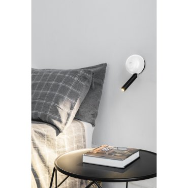 Faro Press - applique murale avec interrupteur - 10,4 x 6,5 x 21,3 cm - 3W LED inclus - blanc brillant et noir