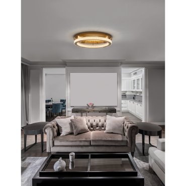 Nova Luce Fiore - plafonnier - Ø 60 x 12 cm - 60W LED dimmable inclus - laiton antique doré