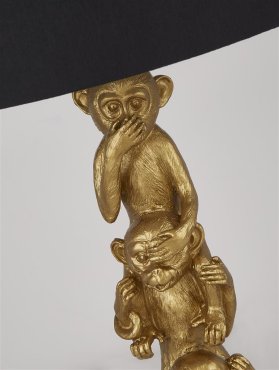 MODÈLE D’EXPOSITION - Searchlight 3 Wise Monkey - lampe à poser - Ø 28 x 51,5 cm - noir/doré