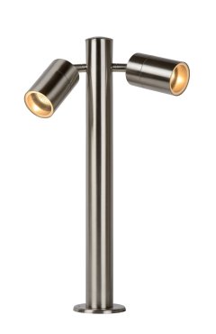 Lucide Arne - lampe de jardin - 18 x 9,5 x 50 cm - 2 x 5W LED inclus - IP44 - chrome satiné