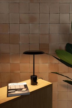 Faro Hoshi - lampe à poser - Ø 26 x 40 cm - 12W LED dimmable inclus - noir brillant