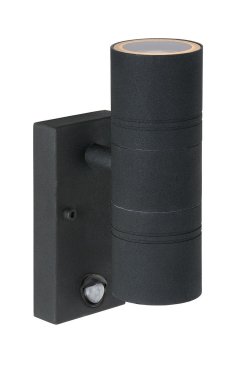 Lucide Arne - applique murale avec détecteur de mouvement - 6,3 x 12 x 22,5 cm - 2 x 5W LED inclus - IP44 - noir