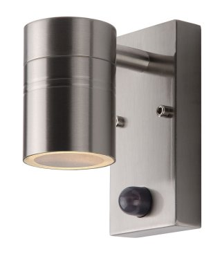 Lucide Arne 1 - Applique d'extérieur avec détecteur de mouvement - 6,3 x 12 x 16,3 cm - 5W LED inclus - IP44 - chrome satiné