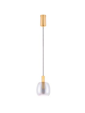 Nova Luce Imatia - lampe suspendue - Ø 16 x 215 cm - 7W LED inclus - laiton doré et verre fumé