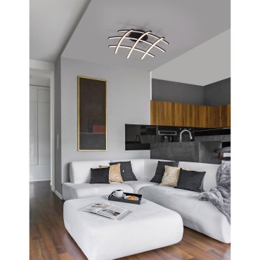 Nova Luce Gropius - plafonnier - Ø 59 x 15 cm - 36W LED dimmable inclus - noir sable
