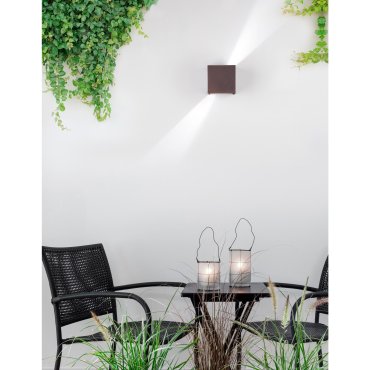 Nova Luce Como - applique murale extérieure - 11,2 x 11,2 x 11,2 cm - 2 x LED 3W inclus - IP54 - brun antique