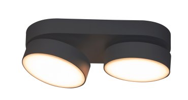 Lutec Stanos - spot en saillie 2L - éclairage intelligent - Lutec Connect - 22 x 10 x 5,5 cm - 13,6W LED inclus - fonction de gradation via app - 2700K-6500K - noir