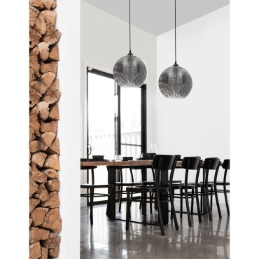 Nova Luce Jerardo - lampe suspendue - Ø 30 x 140 cm - verre fumé avec bulles
