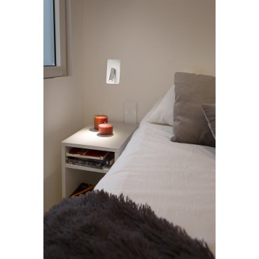 Faro Suau - éclairage mural encastré avec interrupteur - 9,5 x 17 cm - LED 3W incl. - nickel satiné
