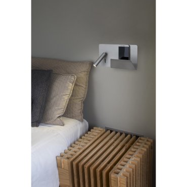 Faro Suau Right - applique murale avec interrupteur et port USB - 28 x 12 x 15,5 cm - 3W LED inclus - argenté