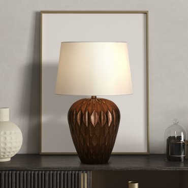 Searchlight Rosetta - lampe à poser - Ø 40 x 58 cm - bronze et blanc