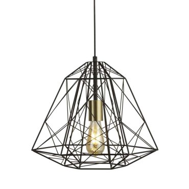 Searchlight Geometric Cage - lampe suspendue - Ø 39 x 150 cm - noir
