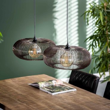 Vico Disk Wire - lampe suspendue - 102 x 43 x 150 cm - nickel noir