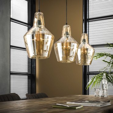 Vico Amber - lampe suspendue - 112 x 25 x 150 cm - ambre