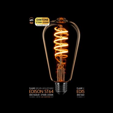 ETH LED Spiral Edison - E27 - dimtone - 6W - 2700K à 2200K - or