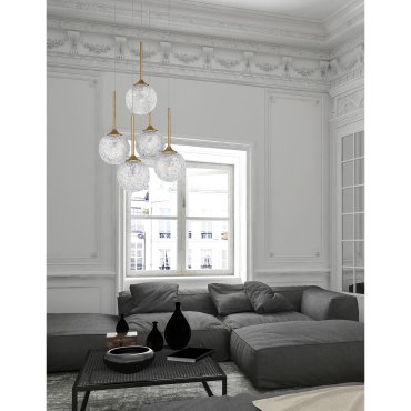 Nova Luce Mirano - lampe suspendue - Ø 42 x 180 cm - laiton doré et transparent
