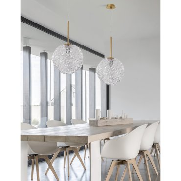 Nova Luce Mirano - lampe suspendue - Ø 30 x 180 cm - laiton doré et transparent