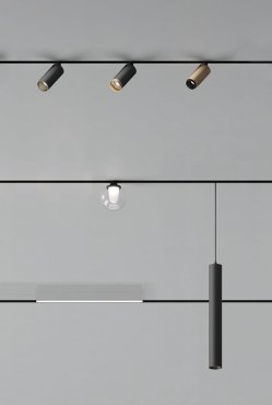 VK Lighting Eiva - système de rail magnétique - suspension - Ø 3,6 x 130 cm - 7W LED inclus - dimmable DALI - noir