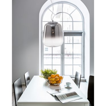 Nova Luce Oliverio - lampe suspendue - Ø 45 x 120 cm - verre fumé et chrome