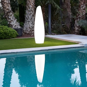 New Garden Fredo 140 - lampadaire d'extérieur avec cordon et prise - Ø 38 x 139 cm - 18W LED inclus - IP65 - blanc