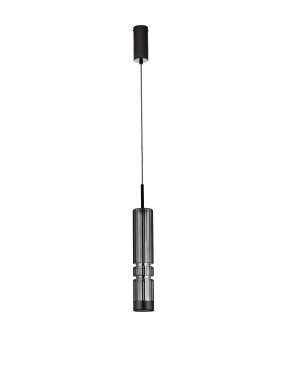 Nova Luce Bento - lampe suspendue - Ø 8 x 180 cm - 12W LED inclus - noir mat et gris fumé clair