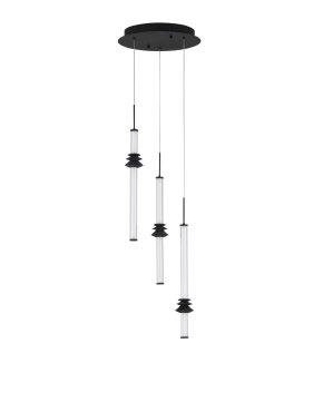 Nova Luce Stalactite - lampe suspendue - Ø 35 x 170 cm - 18W dimmable LED inclus - noir sablé