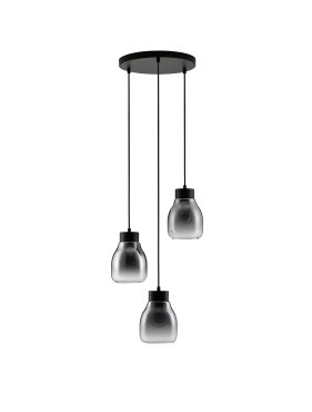 Nova Luce Blacu - lampe suspendue - Ø 32 x 120 cm - dégradé fumé et noir