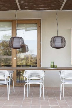 Faro Nara - lampe suspendue - Ø 46 x 35,4 cm - IP65 - brun rouillé
