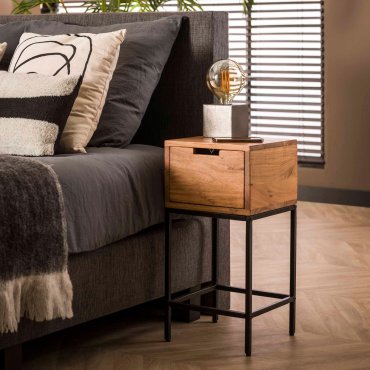 Vico Flat - table de chevet - 30 x 30 x 60 cm - bois d'acacia