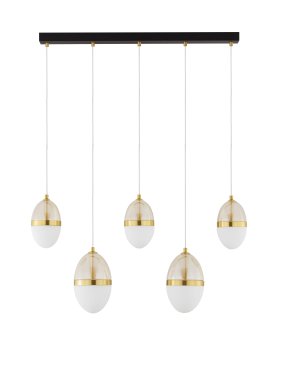 Nova Luce Egna - lampe suspendue - 86 x 120 x 15 cm - 58W LED inclus - opale, verre cognac, or et noir