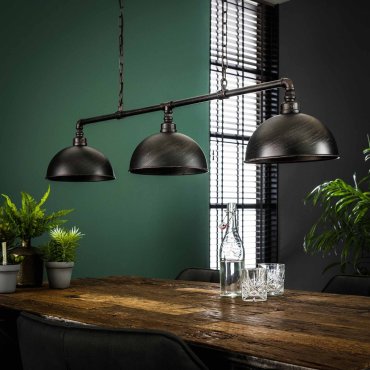 Vico Industrial Tube - lampe suspendue avec abat-jour 3L - 118 x 26 x 150 cm - noir