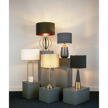 Searchlight - lampe à poser - Ø 35 x 62 cm - blanc et or