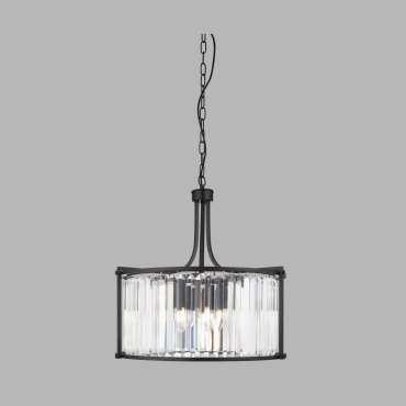 Searchlight Victoria - lampe suspendue - Ø 50 x 150 cm - noir mat et transparent
