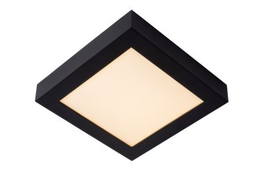 Lucide Brice-Led - plafonnier - 22 x 22 x 3,9 cm - 22W LED dimmable inclus - IP44 - noir