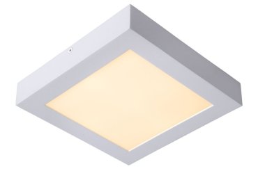 Lucide Brice-Led - plafonnier - 22 x 22 x 3,9 cm - 22W LED dimmable inclus - IP44 - blanc