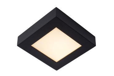 Lucide Brice-Led - plafonnier - 16,8 x 16,8 x 3,9 cm - 15W LED dimmable inclus - IP44 - noir