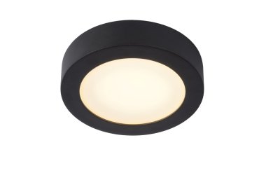 Lucide Brice-Led - plafonnier - Ø 18 x 3,9 cm - 11W LED dimmable inclus - IP44 - noir