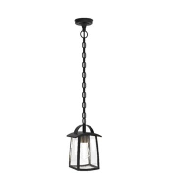 Lutec Kelsey - suspension extérieure - 14,3 x 17 x 90,6 cm - IP44 - verre transparent - noir
