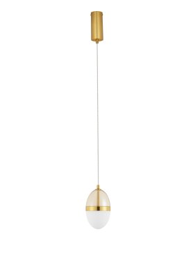 Nova Luce Egna - lampe suspendue - Ø 12 x 120 cm - 13W LED inclus - opale, verre cognac et or