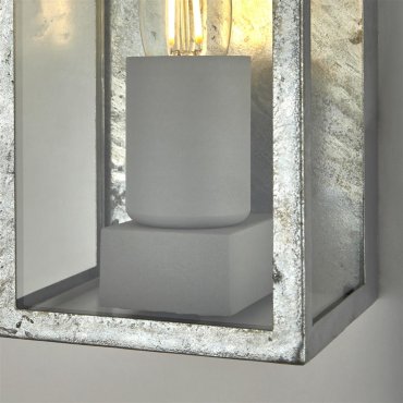 Searchlight Box II - lampe murale extérieure - 11 x 11 x 24 cm - IP44 - argent galvanisé