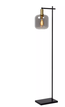Lucide Joanet - lampadaire - 35,5 x 19 x 150 cm - verre fumé et laiton