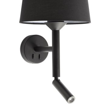 Faro Savoy - applique murale avec interrupteur - 23 x 26,5 x 49,9 cm - 3W LED inclus - noir mat