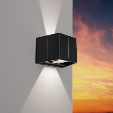 Century Italia Up&amp;Down - Applique d'extérieur avec 2 faisceaux lumineux solaires réglables avec capteur jour-nuit - 15,4 x 9,6 x 9,9 cm - 3,3W LED inclus - IP54 - noir - 4000K