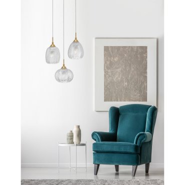 Nova Luce Vario - lampe suspendue - Ø 39 x 120 cm - or satiné et transparent