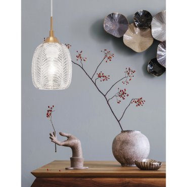 Nova Luce Vario - lampe suspendue - Ø 13,5 x 120 cm - or satiné et transparent