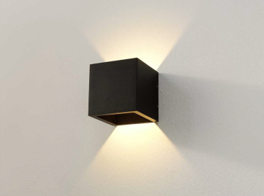 Artdelight Cube - applique murale extérieure - 10 x 10 x 10 cm - 6W LED dimmable inclus - dim to warm - IP54 - noir