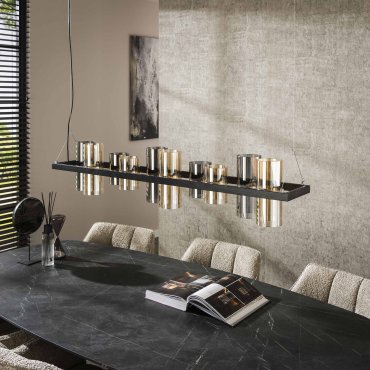 Vico Cylinder Mixed Glass - lampe suspendue - 130 x 20 x 150 cm - noir