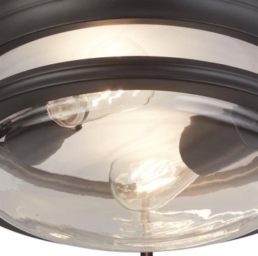 Searchlight Glasgow - plafonnier - Ø 35 x 14,5 cm - IP44 - noir et transparent